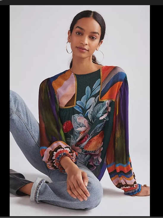 Anthropologie Tops - Anthropologie Bl^nk London Miranda Botanical Print Long-Sleeve Blouse Small